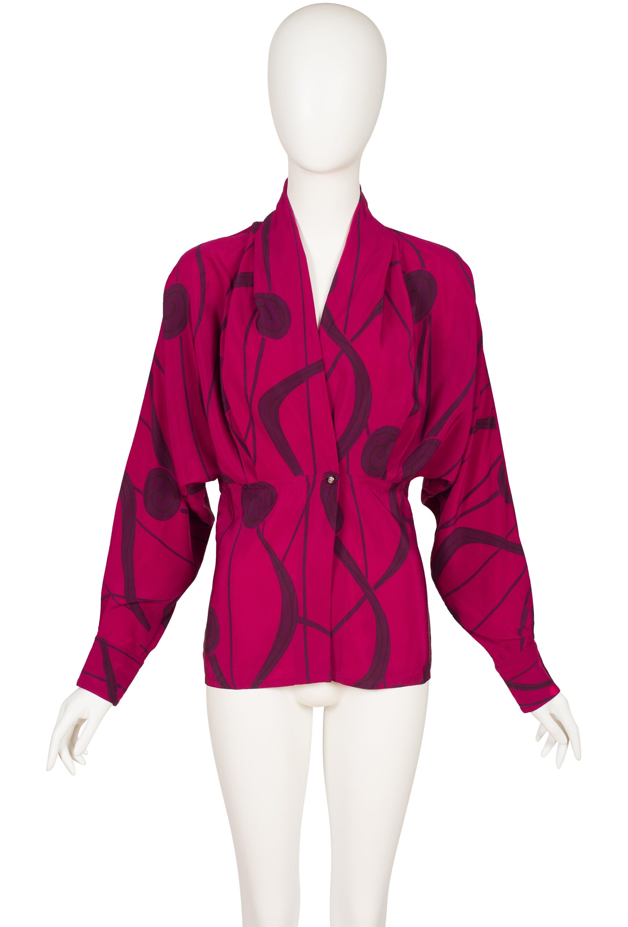 Gianni Versace 1980s Vintage Fuchsia Silk Dolman Sleeve Blouse - Etsy