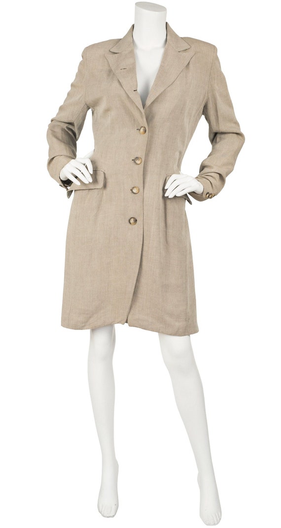 Dries van Noten 1990s Vintage Beige Linen Collared