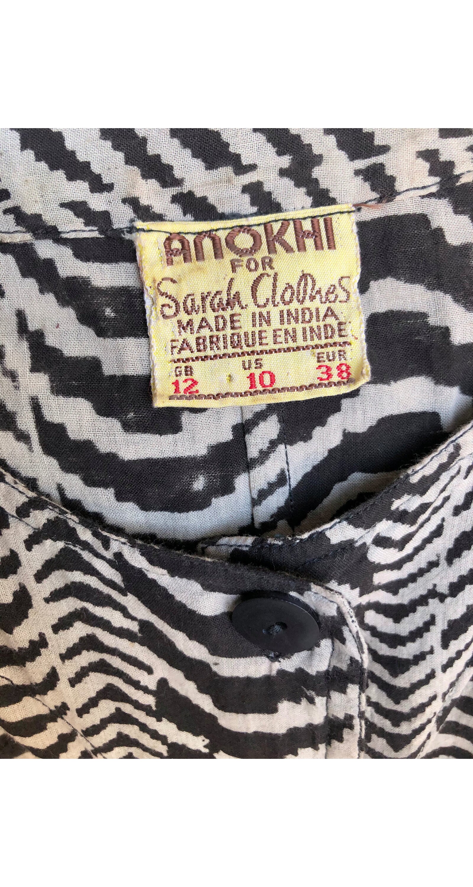 Anokhi for Sarah Clothes 1980年代ヴィンテージブロックプリント