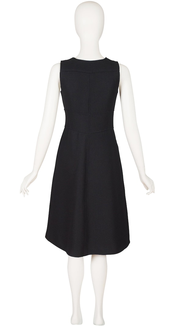 Courrèges 1970s Vintage Numbered Black Ribbed A-line Midi