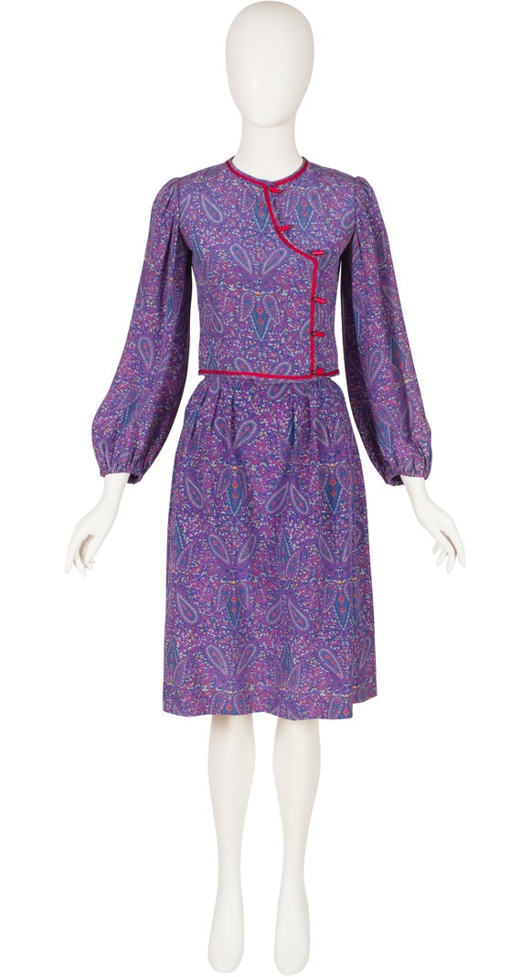 Emanuel Ungaro 1977 Vintage Blue Paisley Silk Togg