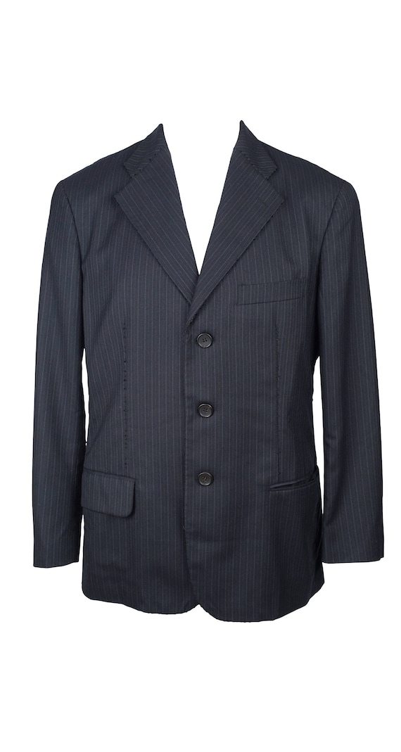 Issey Miyake 1990s Vintage Men s Deconstructed Pinstripe Navy Wool Blazer 44 Etsy Ireland