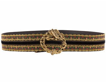 Emanuel Ungaro Hot Pink Leather Gold Piping Belt Vintage Ungaro Parallele Paris Hot Pink Leather Chunky Belt  main image 4