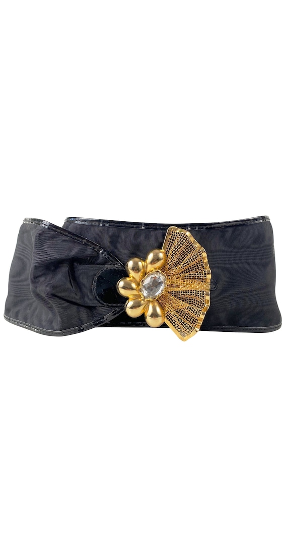 Ugo Correani 1980s Vintage Gold Metal Fan Buckle … - image 1