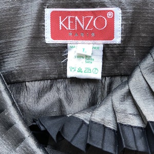 Kenzo 1983 Documented Vintage Silver Silk Taffeta Ruffle Collar Blouse image 6