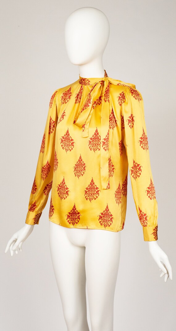 Yves Saint Laurent 1970s Vintage Yellow & Red Sil… - image 5