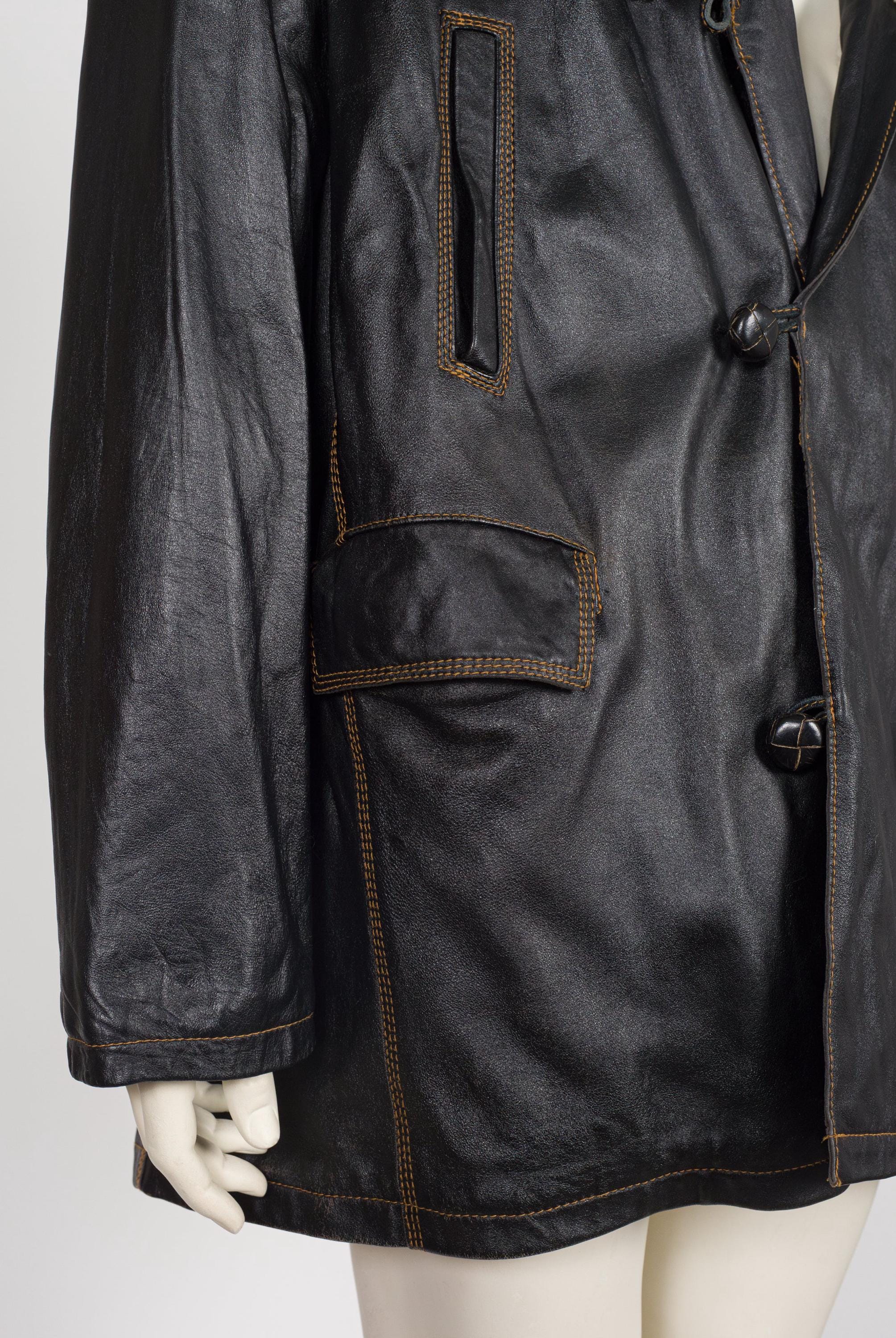 美品☆Jean Paul Gaultier☆ leather coat Jean-paul Gaultier 1990s Vintage Men's Black Leather Sheepskin