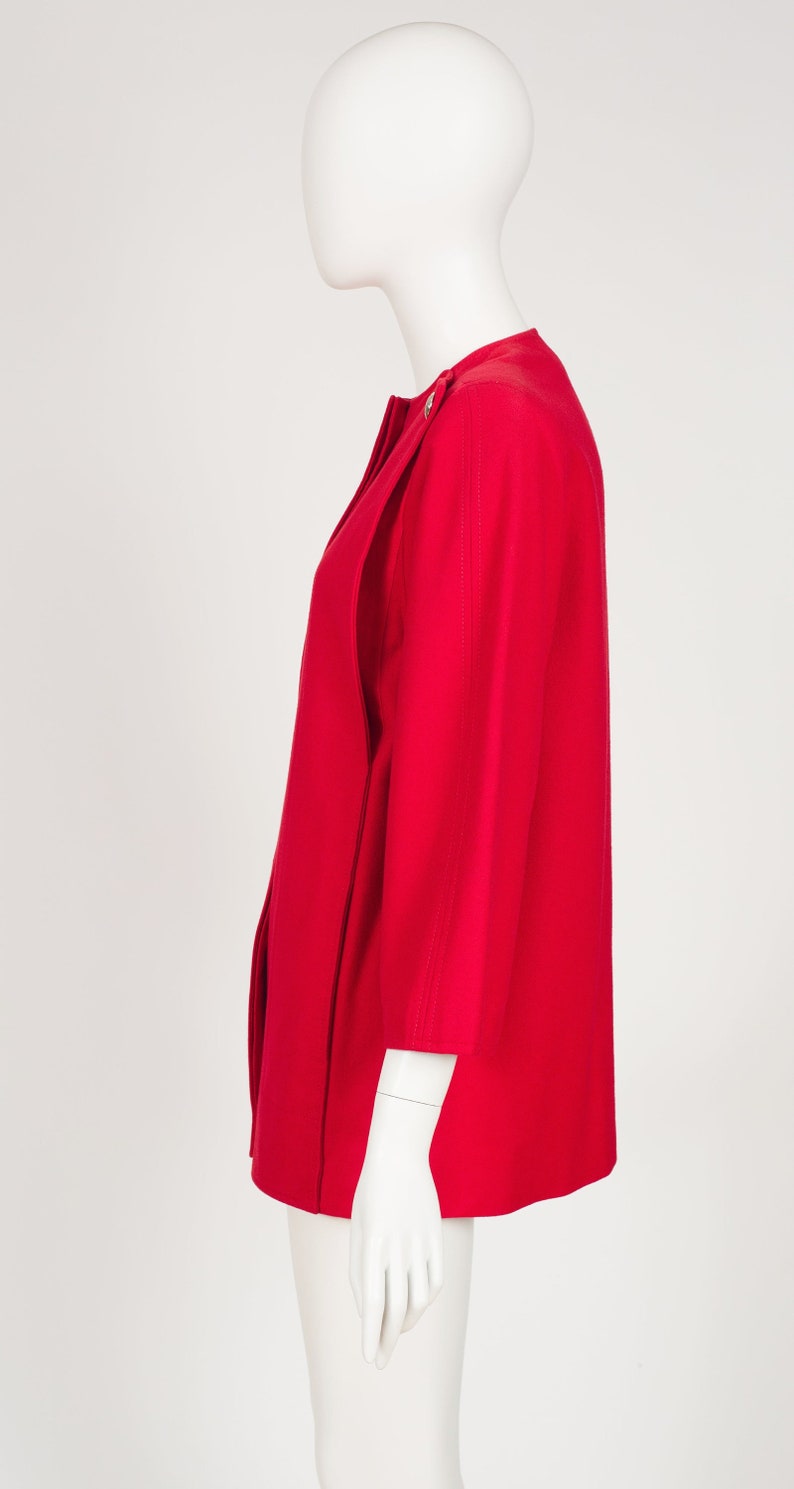 Gianfranco Ferré 1980s Vintage Red Wool Panel Jacket Sz M L image 5