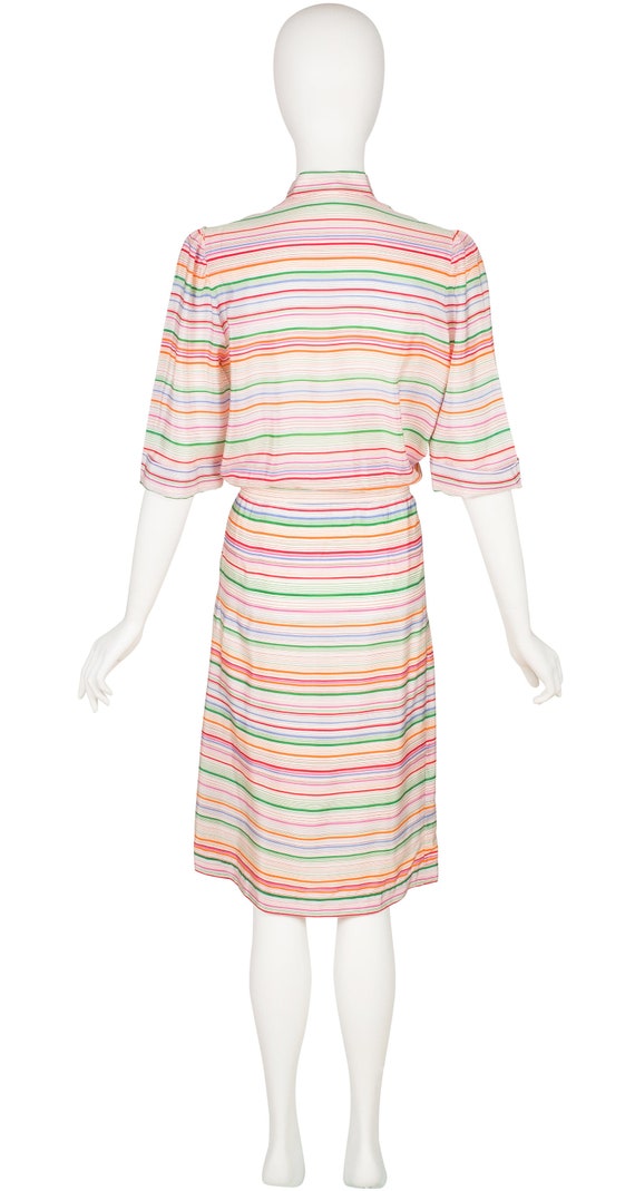 Lanvin 1970s Vintage Rainbow Striped Silk Pleated… - image 2