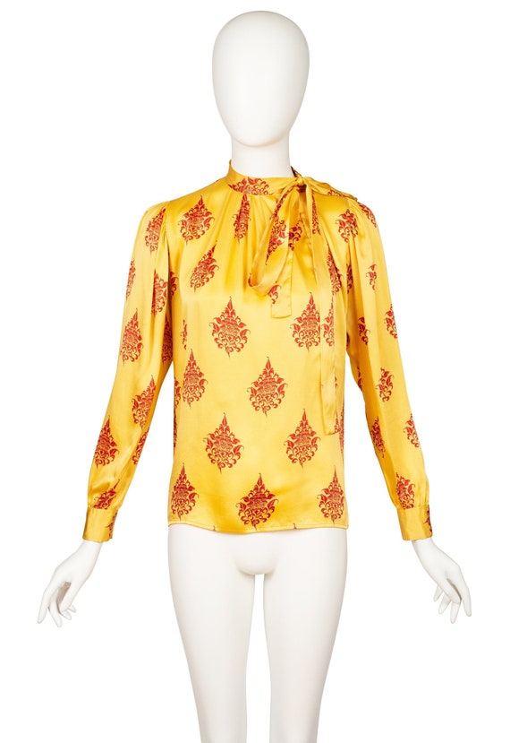 Yves Saint Laurent 1970s Vintage Yellow & Red Sil… - image 1