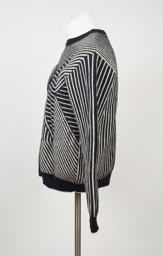 Pull En Laine Mérinos Gianfranco Ferre - Rayures Blanc Et Noir - Manches Longues - Taille S - Occasion Très Bon État