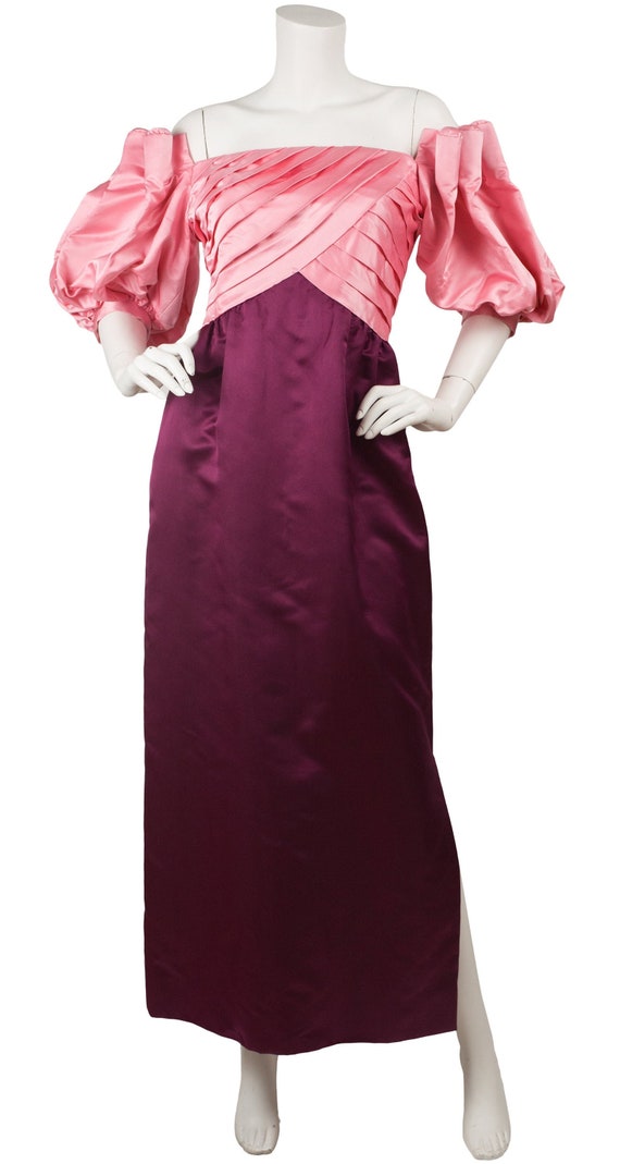 Michael Novarese 1980s Vintage Pink & Magenta Silk