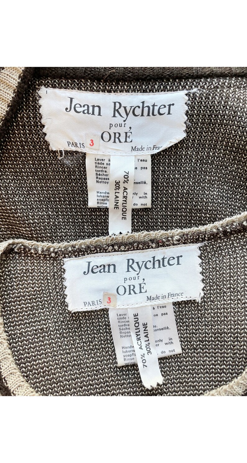 Jean Rychter pour Oré 1970s does 1930s Vintage Intarsia Brown Cardigan Sweater Set Sz Xs S image 6