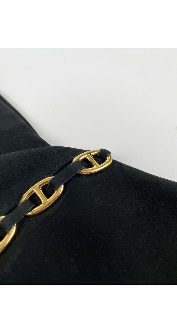Hermès 1980s Vintage Gold Anchor Chain Black Sued… - image 5