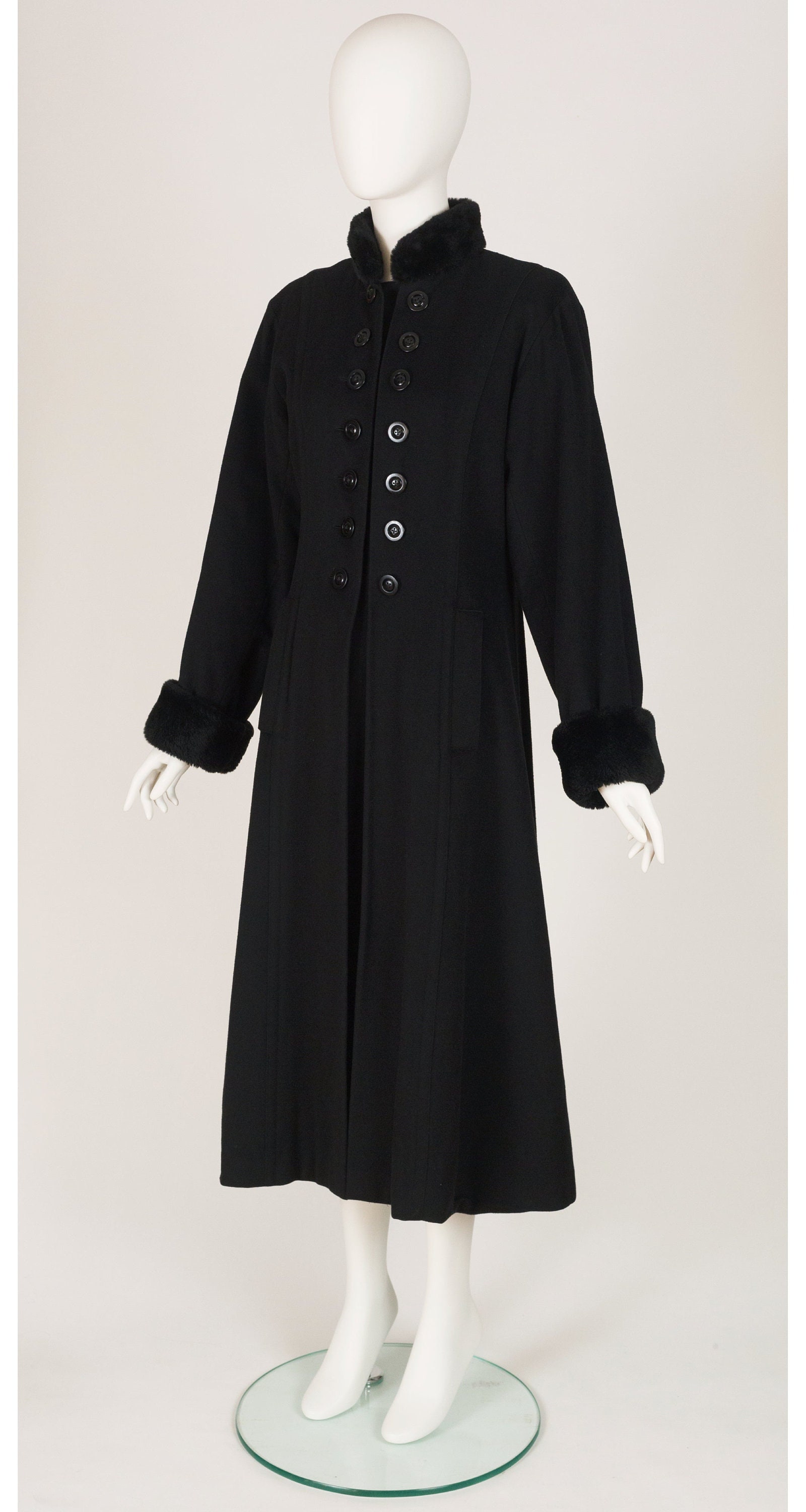 Yves Saint Laurent Fourrures 1980s Vintage Black Cashmere & Wool