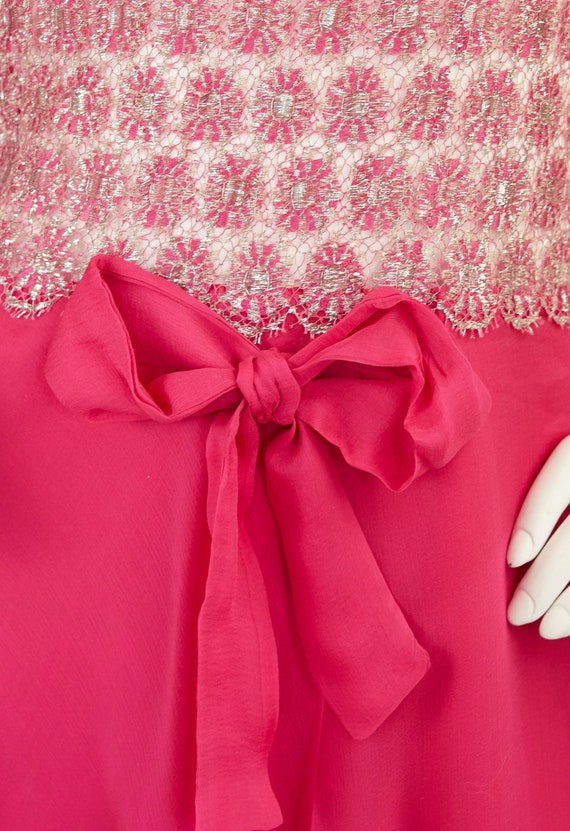 1960s Vintage French Silver Lamé & Hot Pink Silk … - image 2