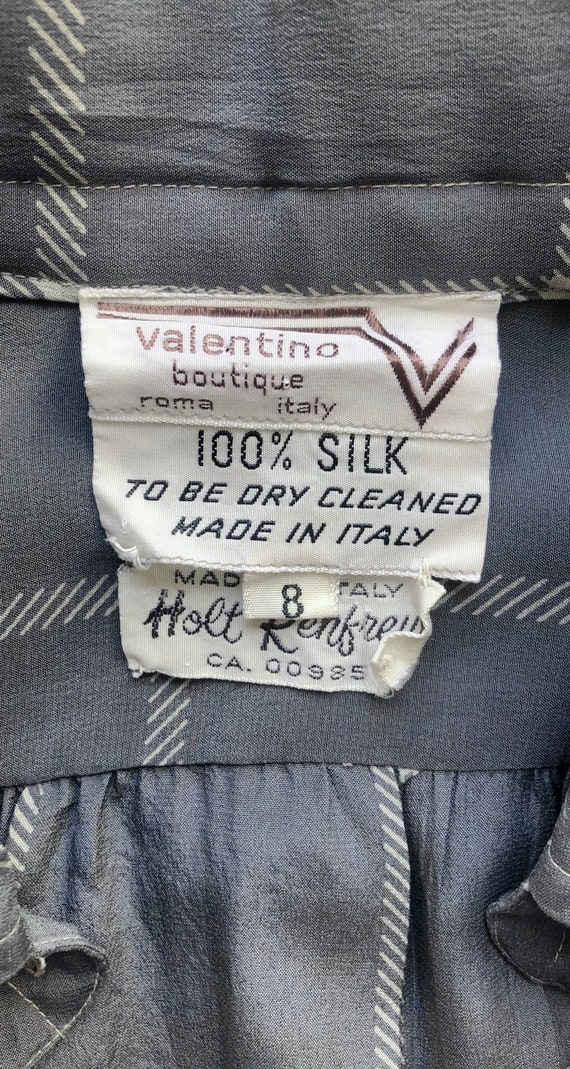 Valentino 1970s Vintage Plaid Gray Silk Balloon S… - image 6