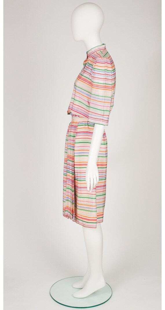 Lanvin 1970s Vintage Rainbow Striped Silk Pleated… - image 5