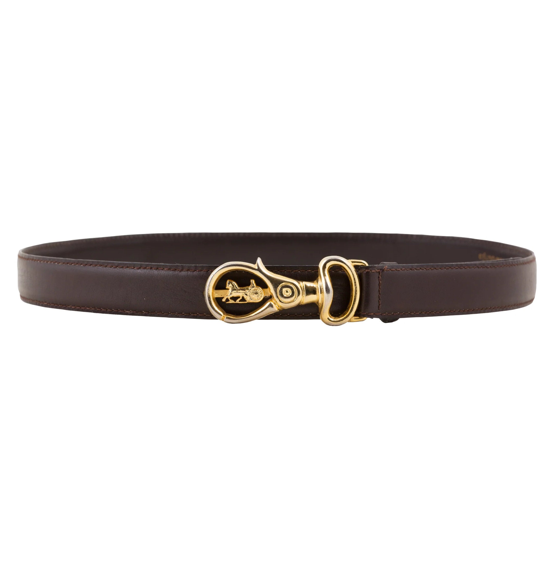 Céline 1970s Vintage Sulky Logo Buckle Brown Leather Belt - Etsy display picture 1