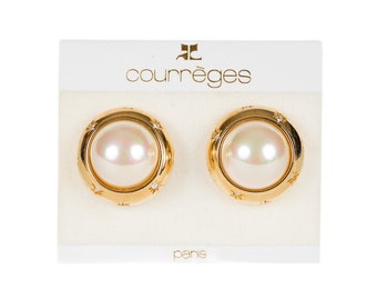 Courrèges 1990s NWT Vintage Rhinestone Starburst Gold-Tone Clip-On Earrings