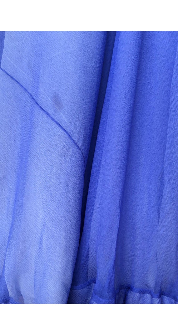 Valentino 1980s Vintage Blue Silk Chiffon Draped … - image 8