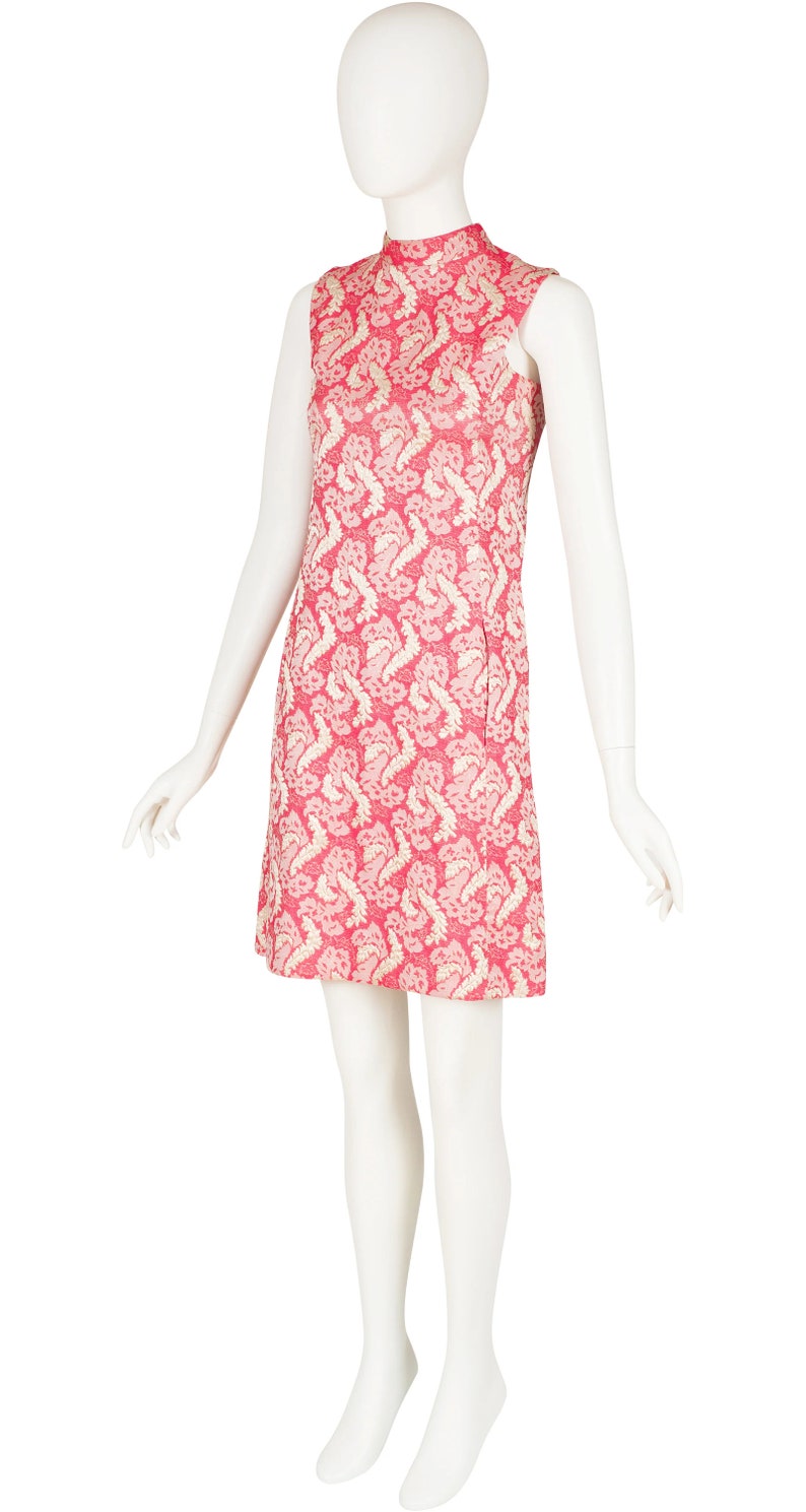 Gino Charles by Malcolm Starr 1960s Vintage Pink Brocade Evening Dress & Coat Set Sz XS image 2