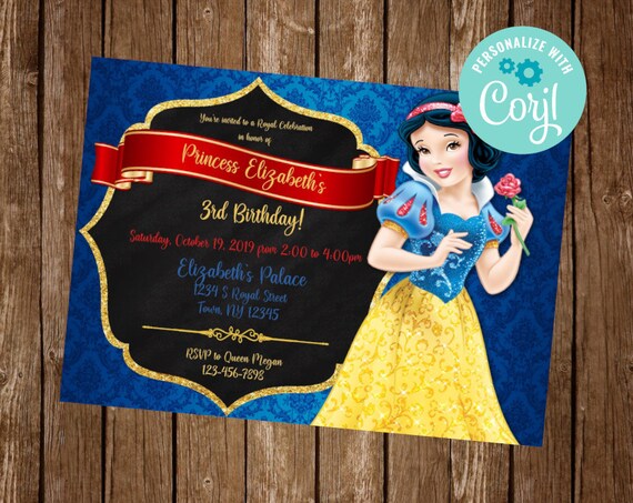 Invitacion De Blancanieves Invitacion De Blancanieves Etsy