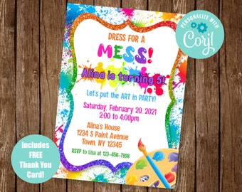 Paint Party Invitation, Art Party Invitation, Paint Birthday Party, Art Birthday Party, Craft Party Invite, EDIT YOURSELF INVITE