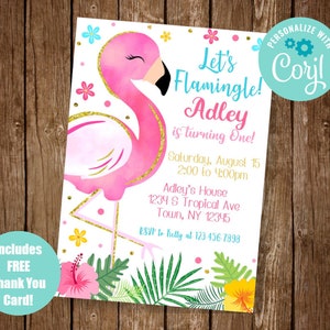 Flamingo Invitation, Flamingle Invitation, Let&#39;s Flamingo, Flamingo Birthday Invite, Tropical Invitation, EDIT YOURSELF INVITE