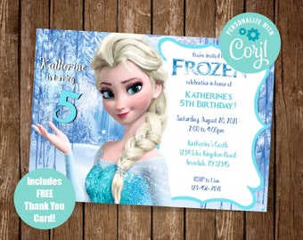 Elsa Invitation, Frozen Elsa Invite, Elsa Birthday Invite, Frozen Invitation, Elsa Frozen Party, EDIT YOURSELF INVITE