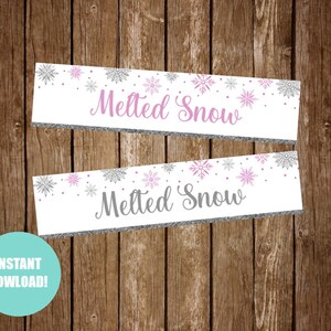 Snowflake Water Bottle Labels, Snow Much Fun Label, Winter ONEderland Label, Winter Wonderland, Melted Snow, Printable Water Bottle Label