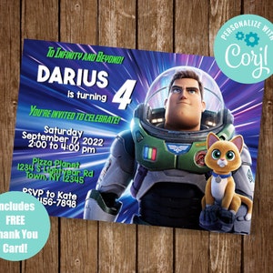 Buzz Lightyear Invitation, Lightyear Invite, Lightyear Birthday Invite, Space Birthday Party, Space Invitation, EDIT YOURSELF INVITE