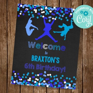 Jump Welcome Sign, Jump Party Decor, Bounce Welcome Sign, Bounce Party Decor, Jump Birthday, Bounce Birthday, EDIT YOURSELF