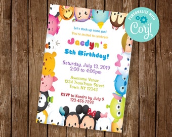 Tsum Tsum Invitation Etsy Tsum Tsum Invitation Etsy