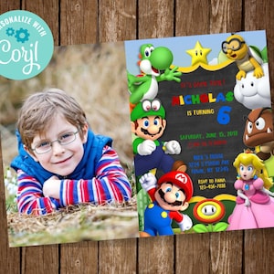 Super Mario Invite, Super Mario Birthday Invitation, Mario Party Invite, Photo Invitation, Instant Download, EDIT YOURSELF INVITE