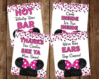 Juego de letreros de Minnie Mouse, juego de letreros Oh Twodles, juego de letreros de cumpleaños de Minnie, decoración de cumpleaños imprimible