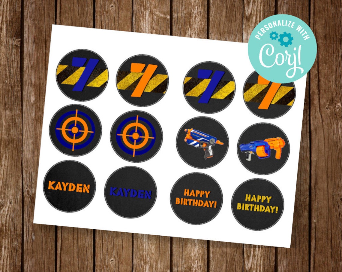 Nerf Cupcake Toppers Nerf Gun Cupcake Toppers Dart Gun Etsy