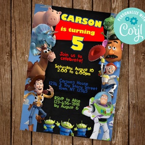 Toy Story Invitation, Toy Story 4 Invite, Toy Story Birthday Invite, Woody Birthday, Buzz Lightyear Party, INSTANT DOWNLOAD, EDITABLE