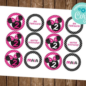 Oh Twodles Cupcake Topper, Minnie Cupcake Toppers, Minnie Mouse Cupcake Toppers, Oh Twodles Party Decor