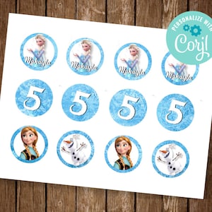 Elsa Cupcake Toppers, Frozen Cupcake Toppers, Elsa Birthday Decor, Elsa Frozen Party, EDIT YOURSELF