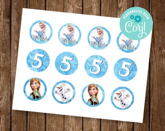 Elsa Cupcake Toppers, Frozen Cupcake Toppers, Elsa Birthday Decor, Elsa Frozen Party, EDIT YOURSELF