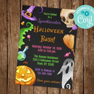 Halloween Party Invitation, Spooktacular Party Invite, Costume Party Invite, Halloween Bash Invite, EDIT YOURSELF INVITE