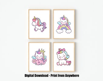Unicorn Wall Art, Unicorn Wall Decor, Printable Nursery Decor, Unicorn Prints for Girls Bedroom, Unicorn Magic Nursery, Cute Unicorn Art