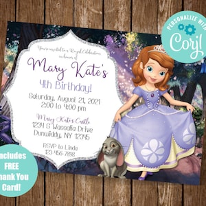 Sofia the First Invite, Princess Sofia Invite, Sofia Invitation, Sofia the First Birthday Party, Princess Invitation, EDIT YOURSELF INVITE