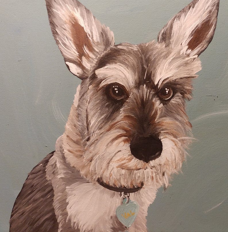 Custom Pet Portrait Painting. Dog Portrait. Pet Art. Custom artwork from photo for pet lovers. image 1