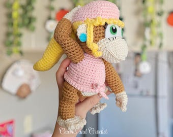 Muñeca amigurumi Dixie Kong, peluche de Nintendo, regalo para gamers