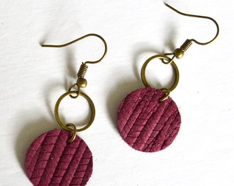 Mulberry Purple  Small Circle Drop Earrings