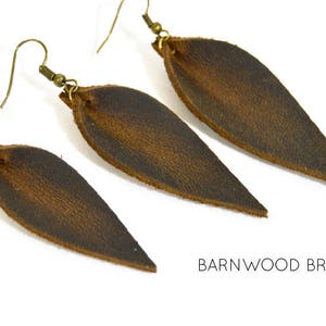 Leather Leaf Shaped Earrings: Leather Leaf Earrings // Your Choice of Signature Leather Color image 8