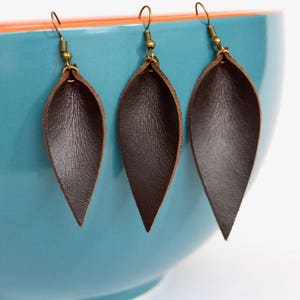 Leather Leaf Shaped Earrings: Leather Leaf Earrings // Your Choice of Signature Leather Color image 4