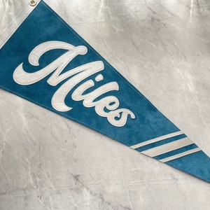 Striped Large Custom Suede and Leather Pennant Flag Banner | Personalized Leather Sign Banner